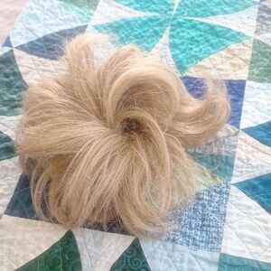 Blonde Hairpiece with Voluminous Spiral Design. Over  A Pony Tale Or A Bun
